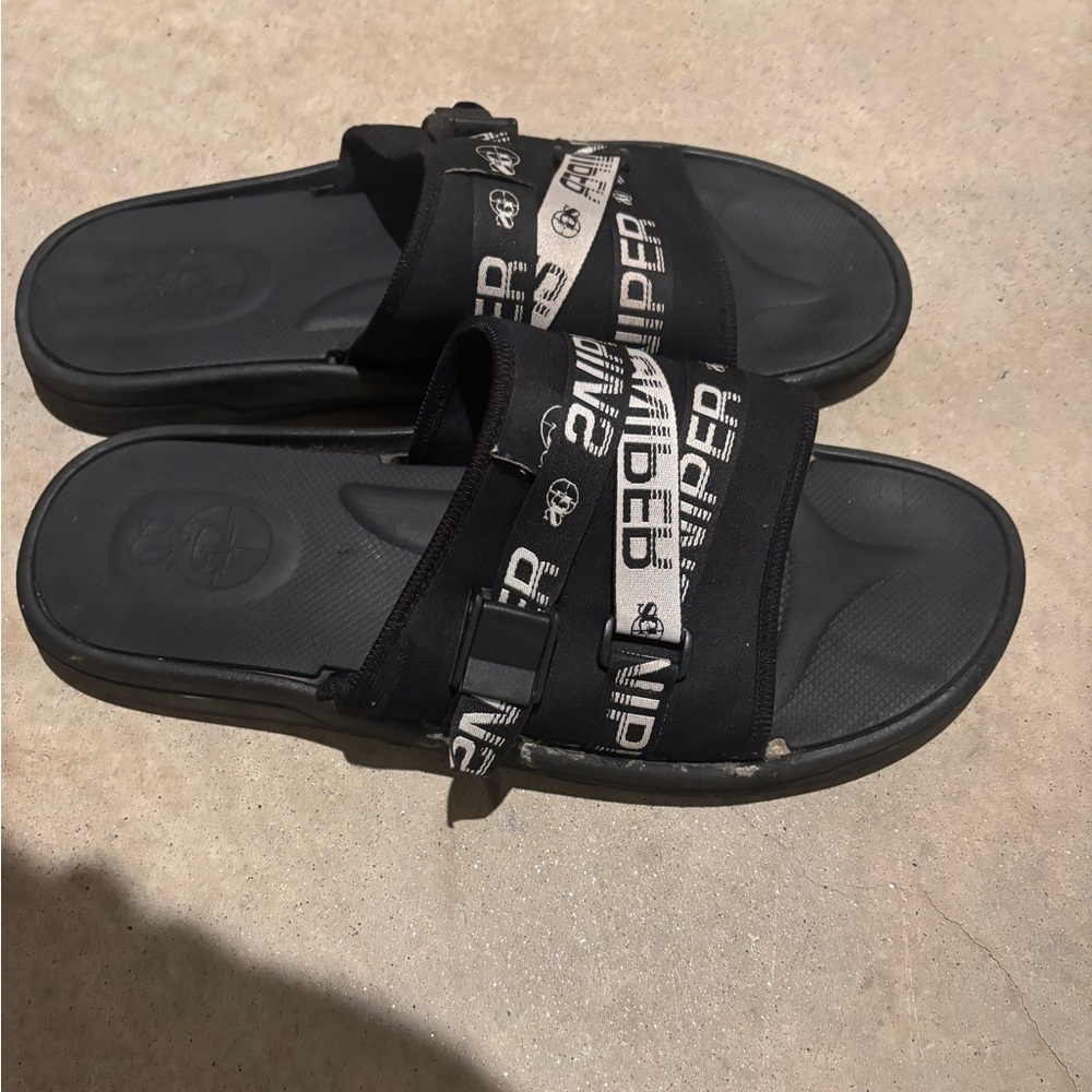 Sniper Gang Black Slide Sandals with Logo Straps